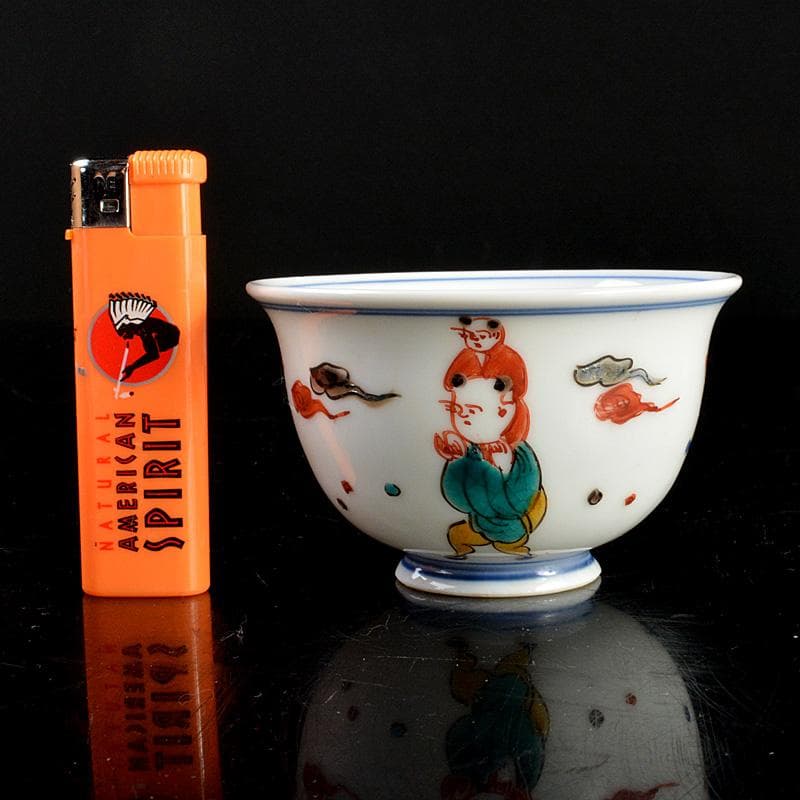 九谷焼 堀江青光作 色絵唐子文 波出茶碗 10客 共箱 V 6232Cの通販はau