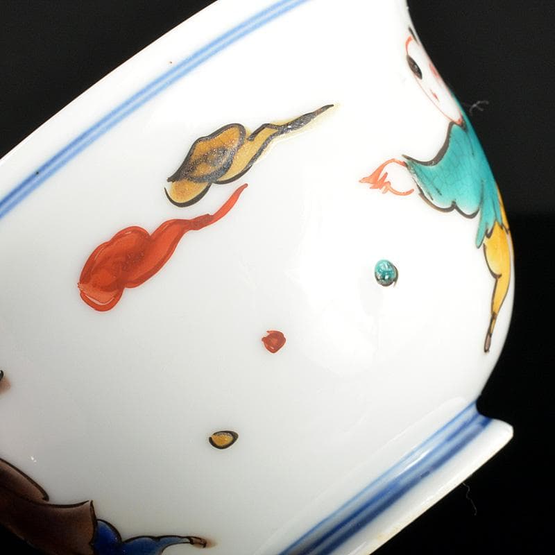 九谷焼 堀江青光作 色絵唐子文 波出茶碗 10客 共箱 V 6232C - メルカリ