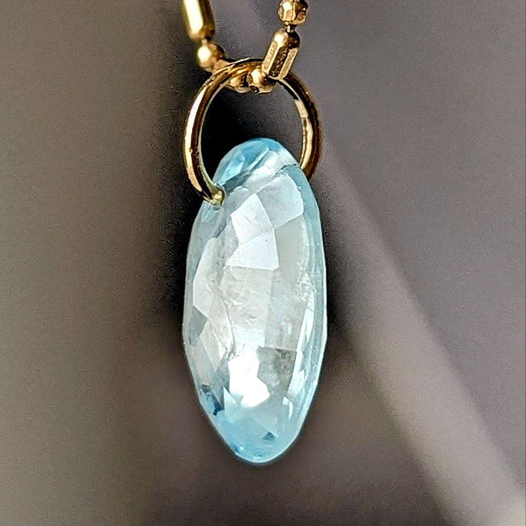 ♢六花♢K18 バイカラ―ブルージルコン3.87ct ネックレスチャーム