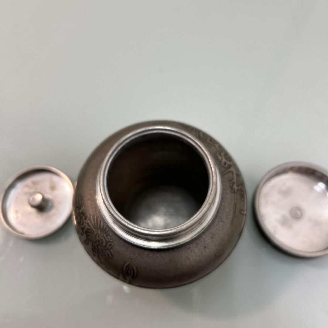 ☆緋襷(ひだすき)備前焼 本錫乾茂號造茶壷 茶入れ