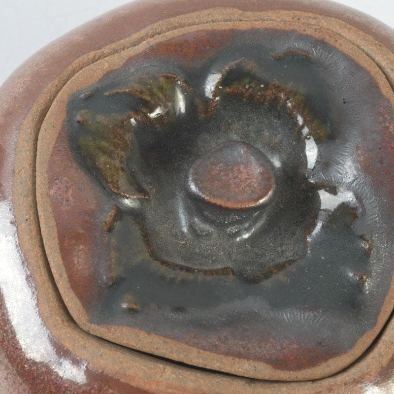 茶道具 柿 香合 共箱 V 9670