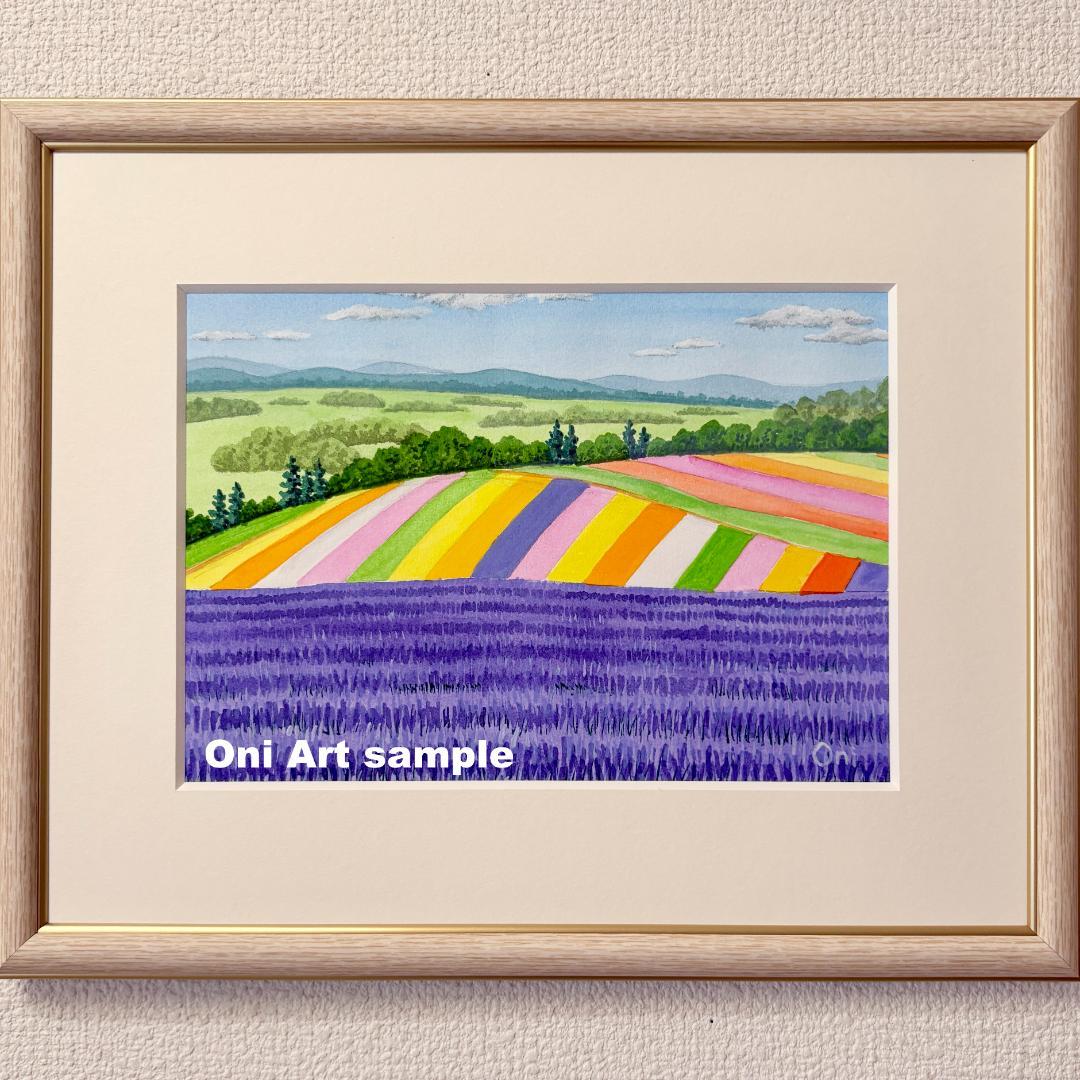 アクリル画 原画 「紫陽花02」額縁付 SMサイズ 風景画