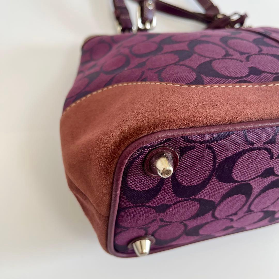 バッグ Coach Purple Signature Tote Bag Tassel