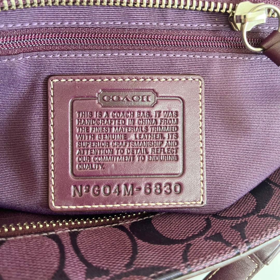 バッグ Coach Purple Signature Tote Bag Tassel