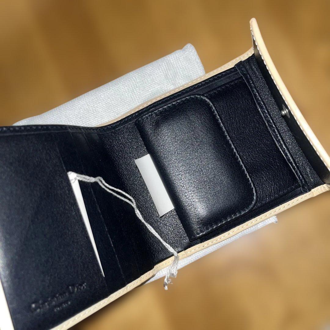 美品匿名Christian Dior クリスチャンディオール三つ折り財布ネイビー