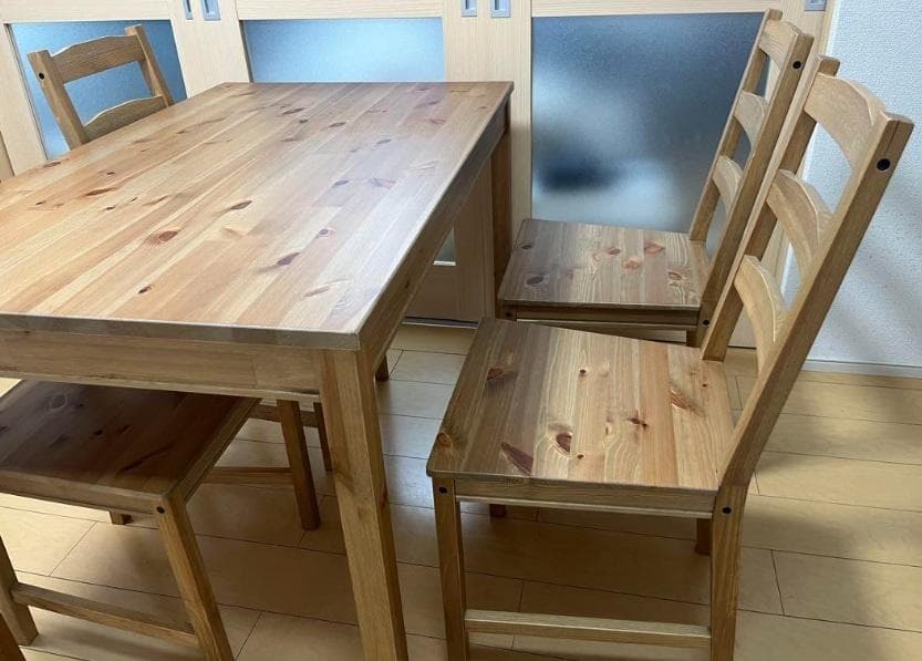IKEA　ダイニングテーブルセット　椅子4脚　天然木【引き取り歓迎】