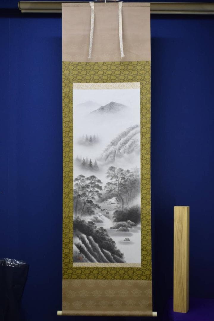 真作/大雪/山水人物図/布袋屋掛軸HI-211