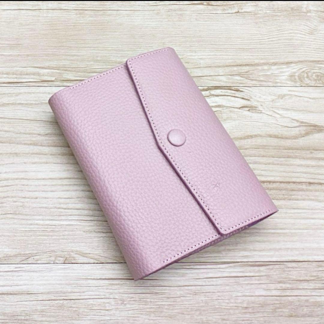 【新品】手帳 ミニ6システム ダブルリング 2セット分 レザー ピンクベージュ