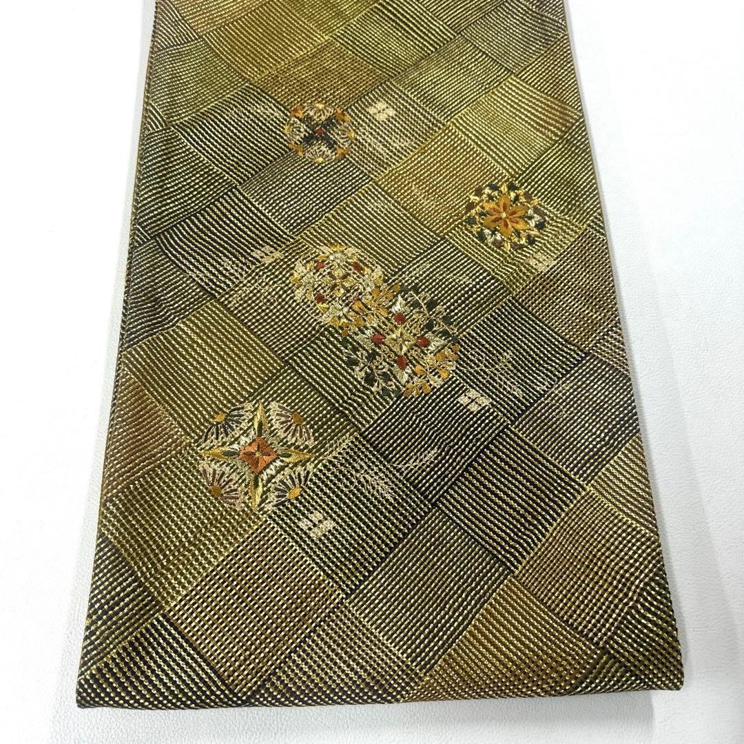 帯6032○ひなや工房 伊豆蔵明彦 高級 正絹 刺繍 太鼓全通 袋帯華文花文