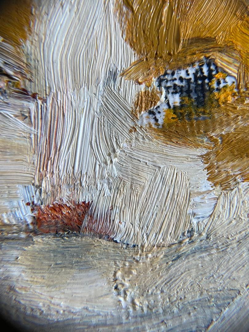 《静かに座る猫》原画｜油彩・キャンバス｜20×20cm｜2025｜一点物