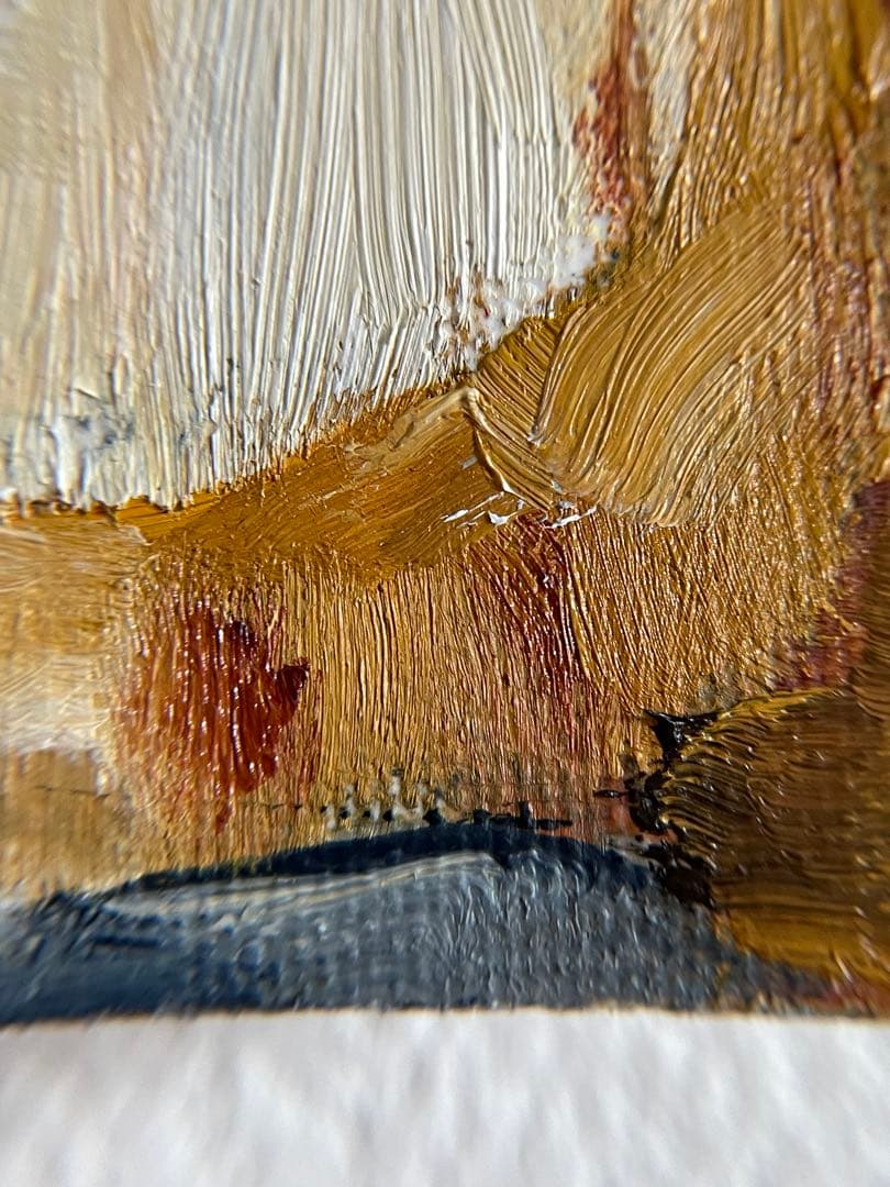 《静かに座る猫》原画｜油彩・キャンバス｜20×20cm｜2025｜一点物