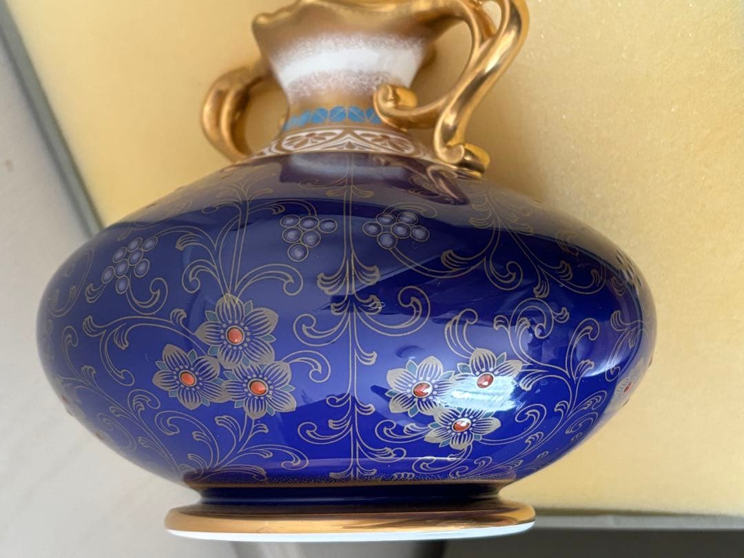 Noritake 美術品 花瓶 瑠璃金彩葡萄盛 52922 希少品 共箱付 美品