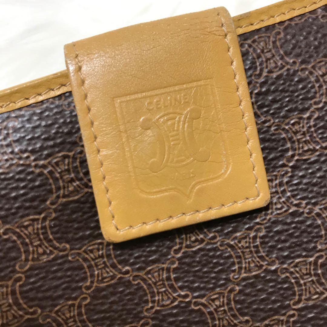 CELINE セリーヌ マカダム柄 トリオンフ がま口 二つ折り財布
