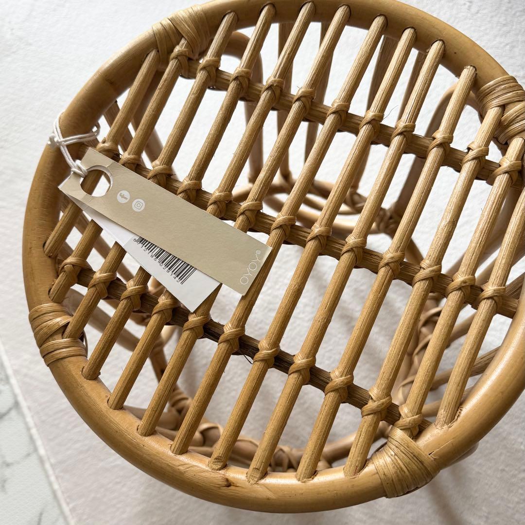 【美品】OYOY オイオイ ラタン レインボー スツール 椅子 丸イス