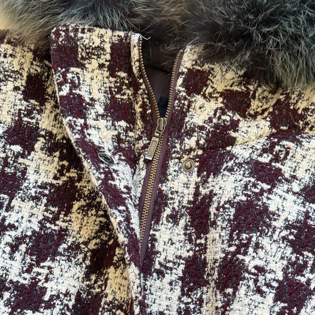 美品】DAMA collection フード付き ツイードコート 千鳥格子 M