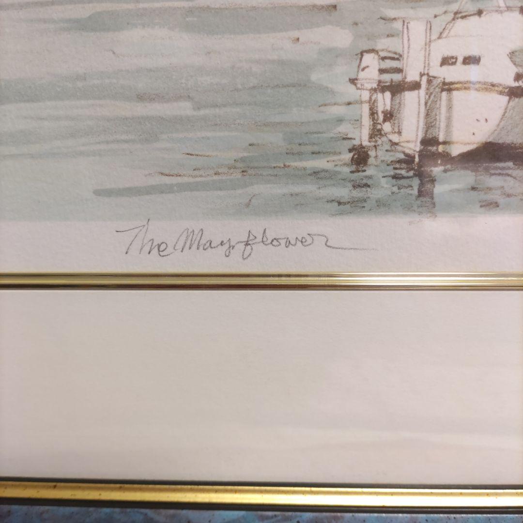 しんちゃん❢織田義郎、版画【ザ・メイフラワー】風景画、銅版画、エッチング、