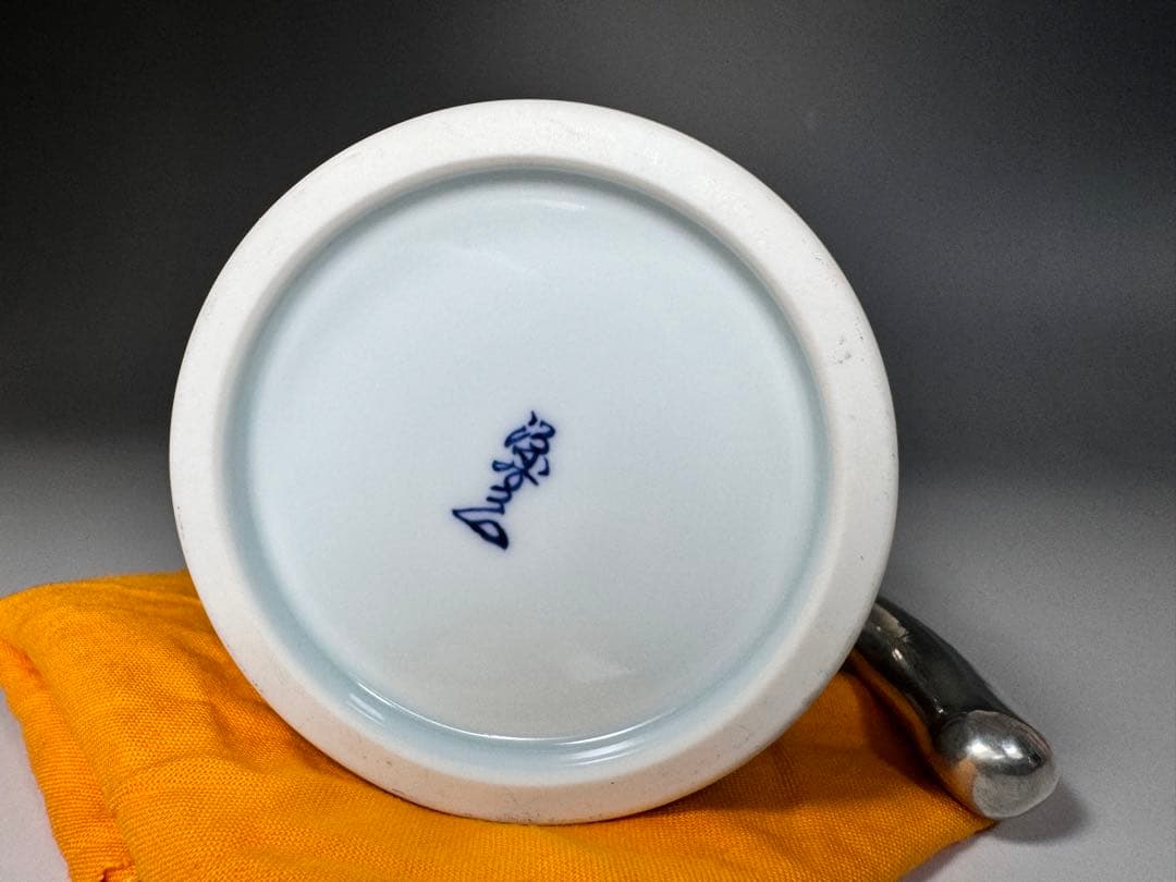 源右衛門窯 染錦花唐草 麦酒杯 共箱 黄布 源右衛門 是米木