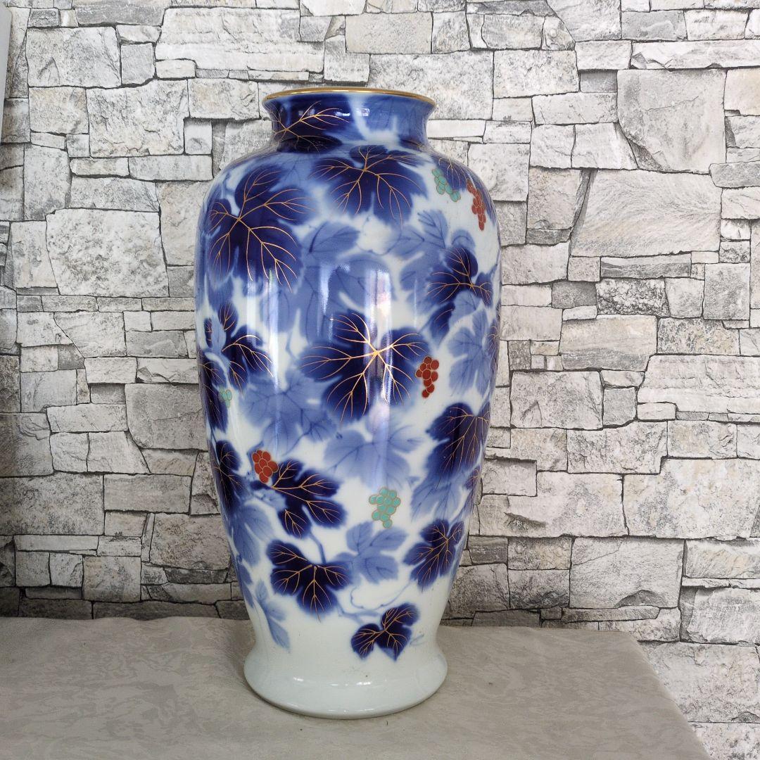 2002 深川製磁葡萄瑠璃花瓶金彩