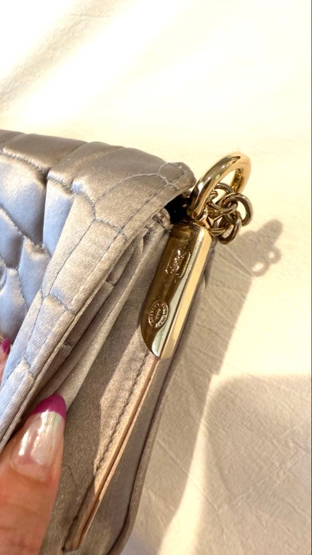 YSL シルバー 紫クロコダイル風 パーティーバッグ