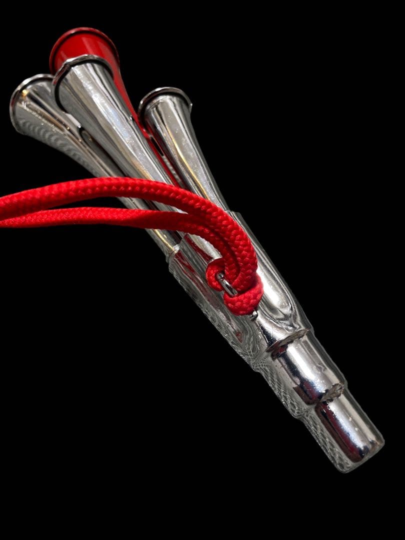 応援用4連ホイッスル シルバー/レッド CRIX YASUDA チアホーン