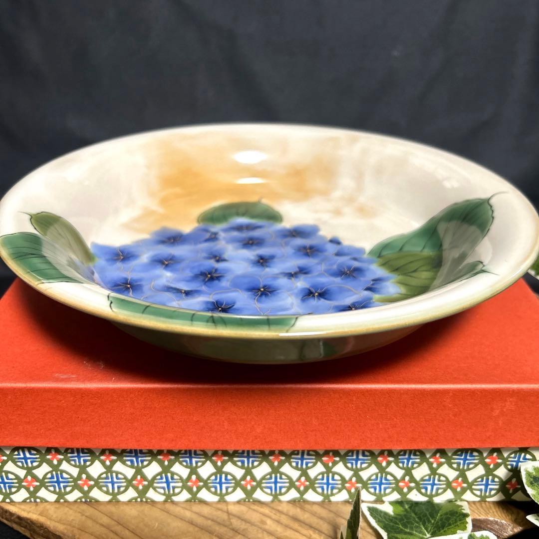 未使用 清水焼 京焼 土渕陶葊 陶あん 陶葊窯 絵付け 椿柄 大鉢 菓子鉢