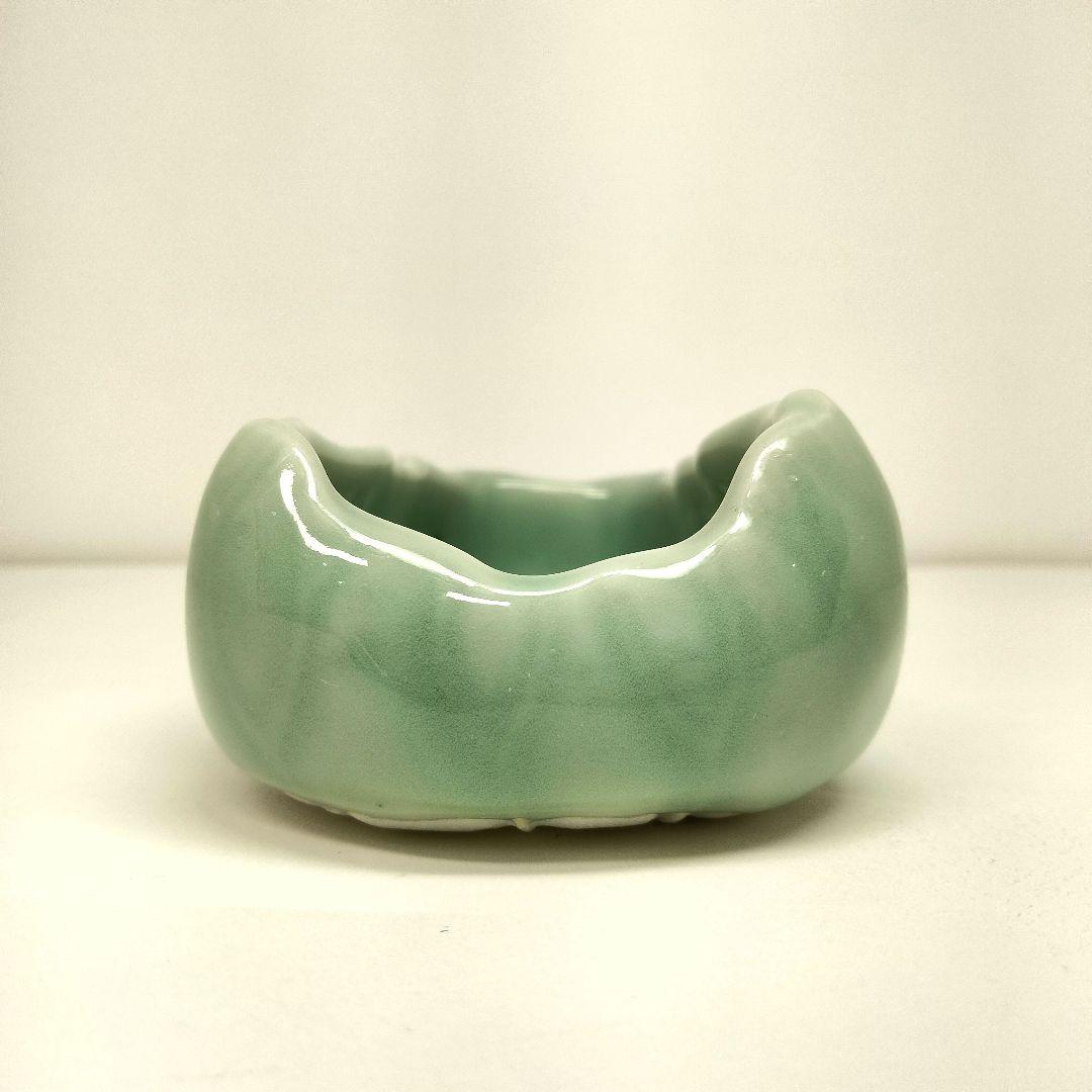 Ｒ397-1 明治期 瀬戸焼 白雲在銘 筆洗 漢詩絵付碧江 DD