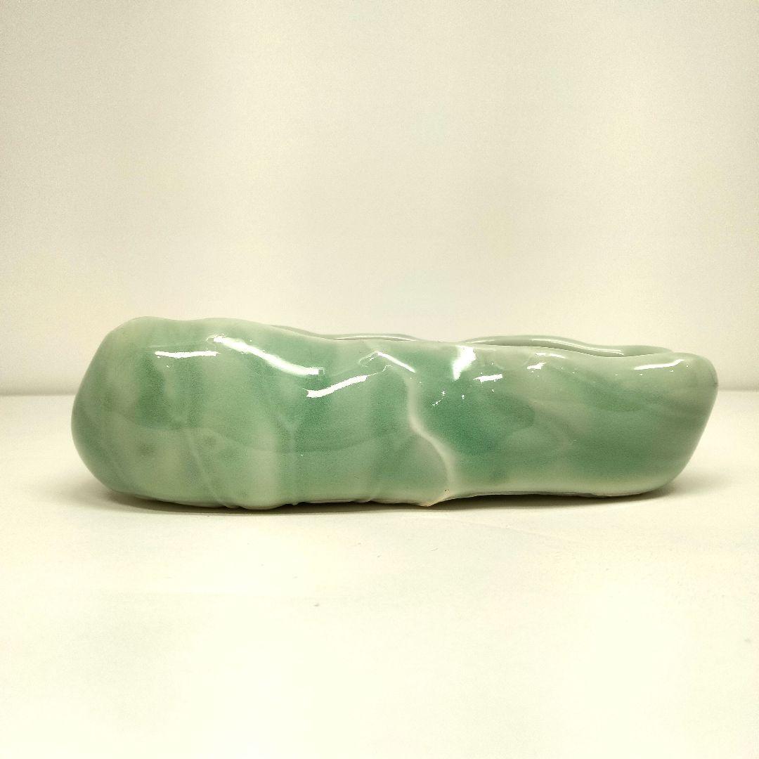 Ｒ397-1 明治期 瀬戸焼 白雲在銘 筆洗 漢詩絵付碧江 DD