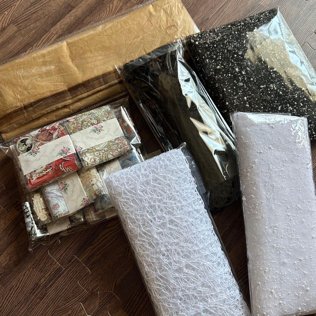 コラージュ素材 木製引き出し 素材入れ 蜘蛛の巣ネット スノーネット まとめ売り