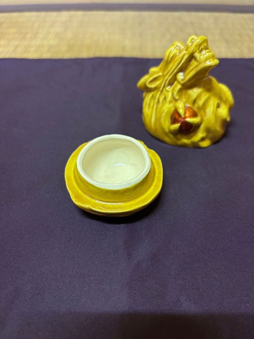 中村翠嵐 黄交趾 龍香合 交趾 干支 京焼 龍 正月