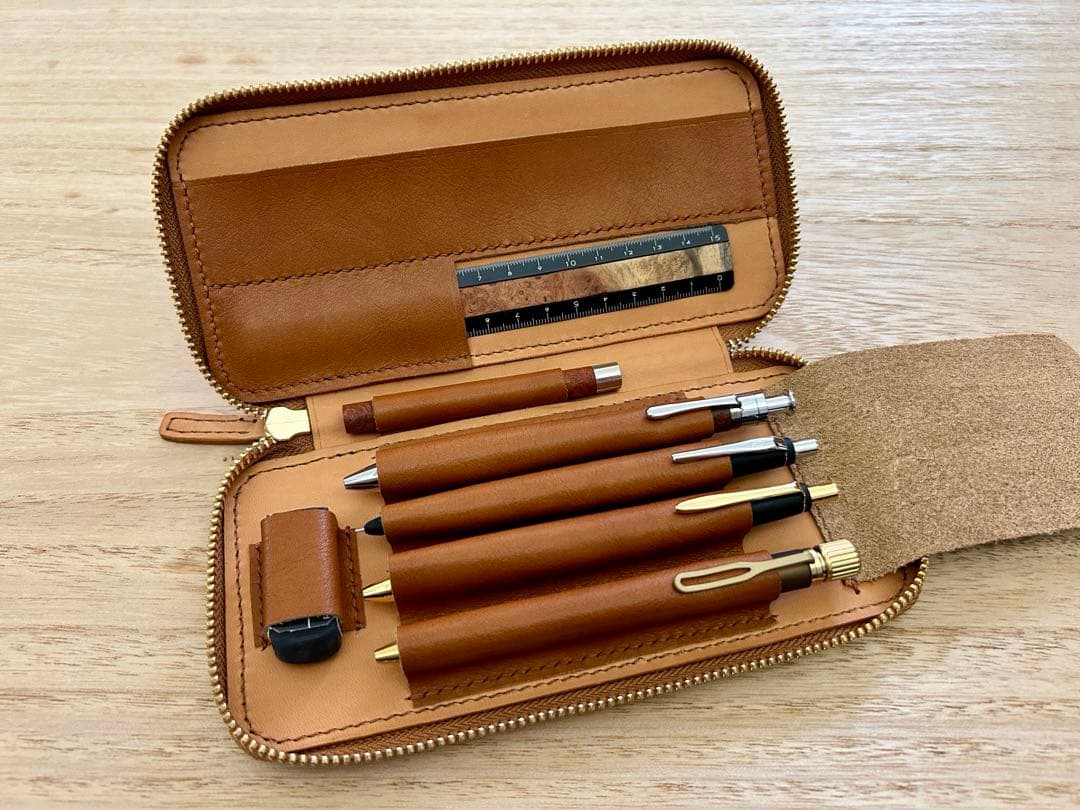 姫路レザー ラウンドジップペンケース 用 バハギア 野原工芸 工房楔