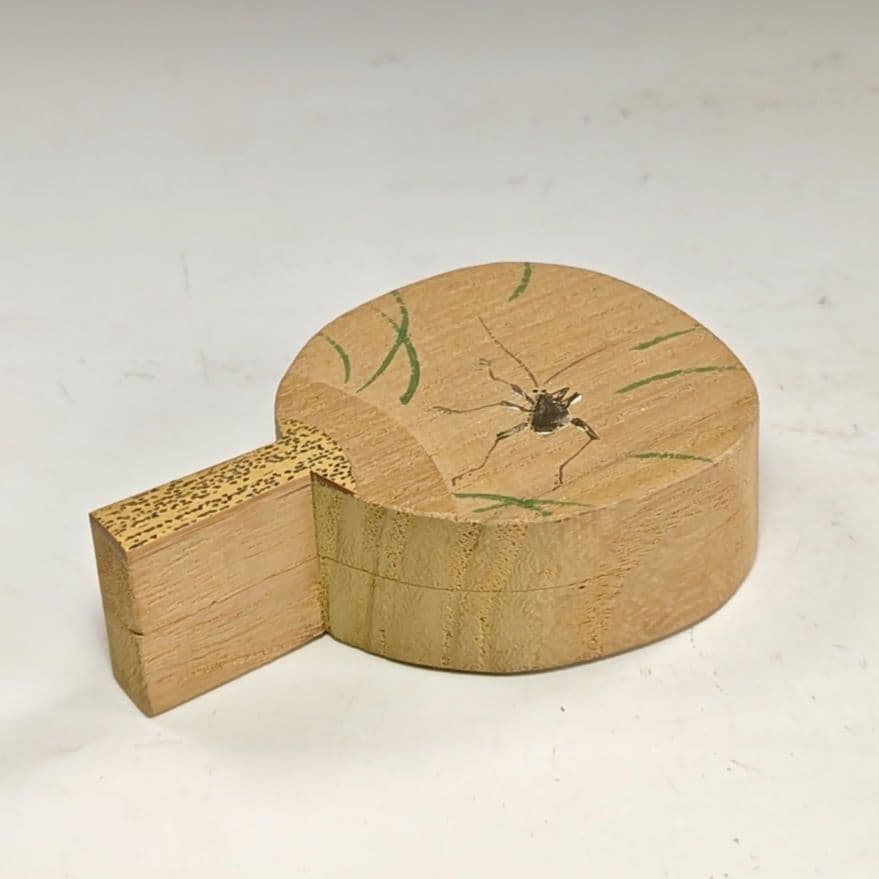 イ913 香合『宗廣作』『虫 桐団扇香合 うちわ 共箱』茶道具