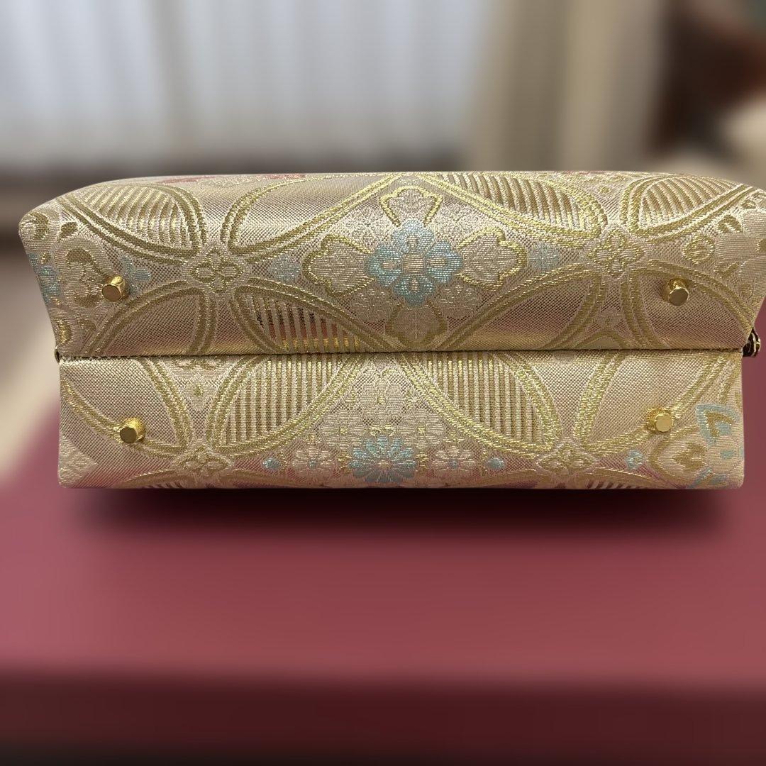 土日限定価格　ゴールド 花柄　和装用バッグと草履セット