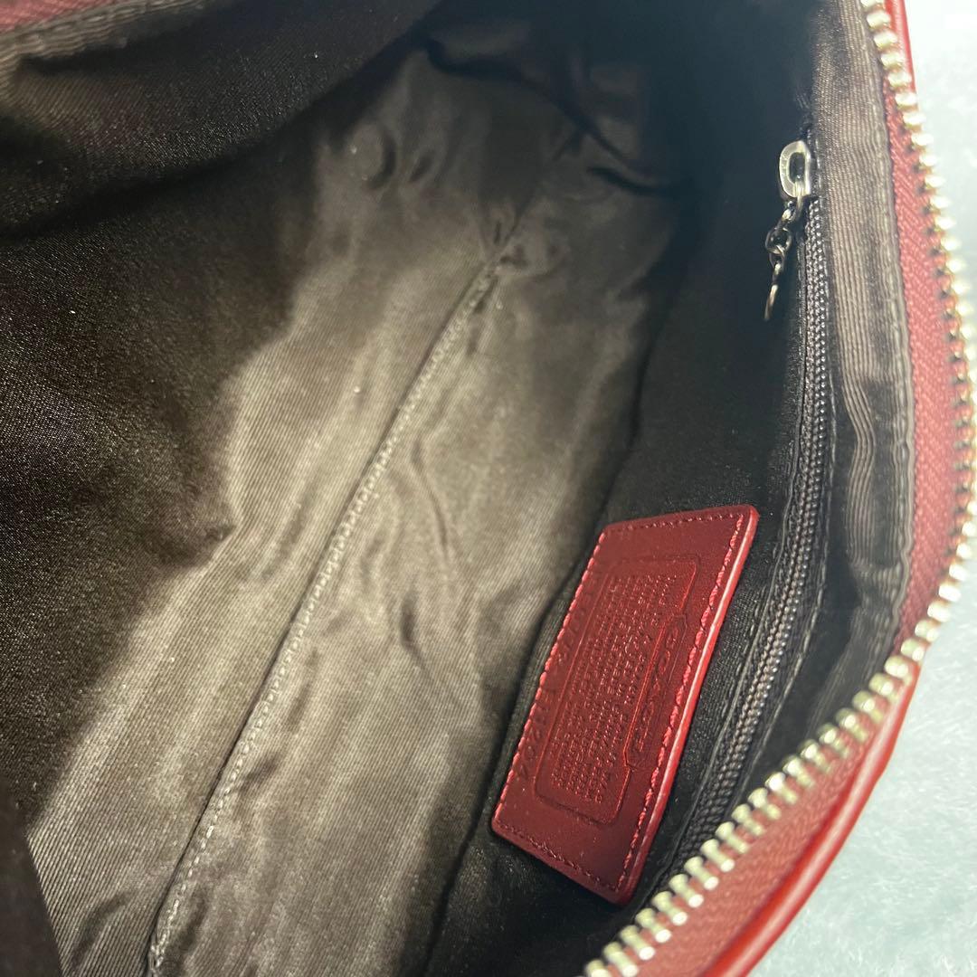 美品 COACH コーチ アクセサリーポーチ スエード レッド 赤