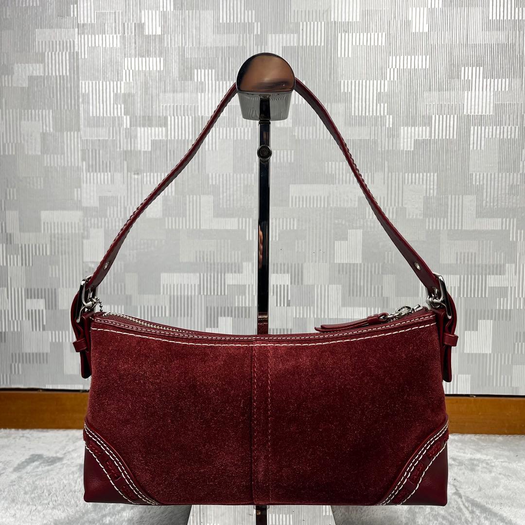 美品 COACH コーチ アクセサリーポーチ スエード レッド 赤