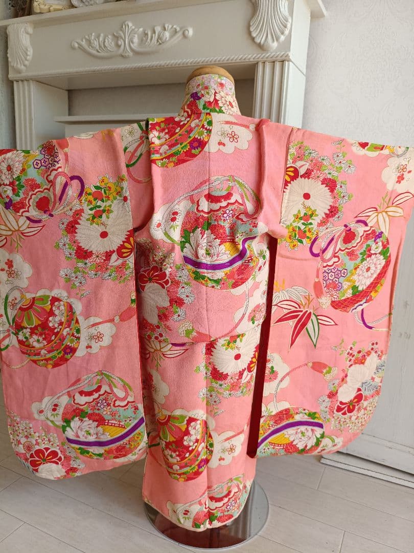 アンティークくすみピンクの着物単品