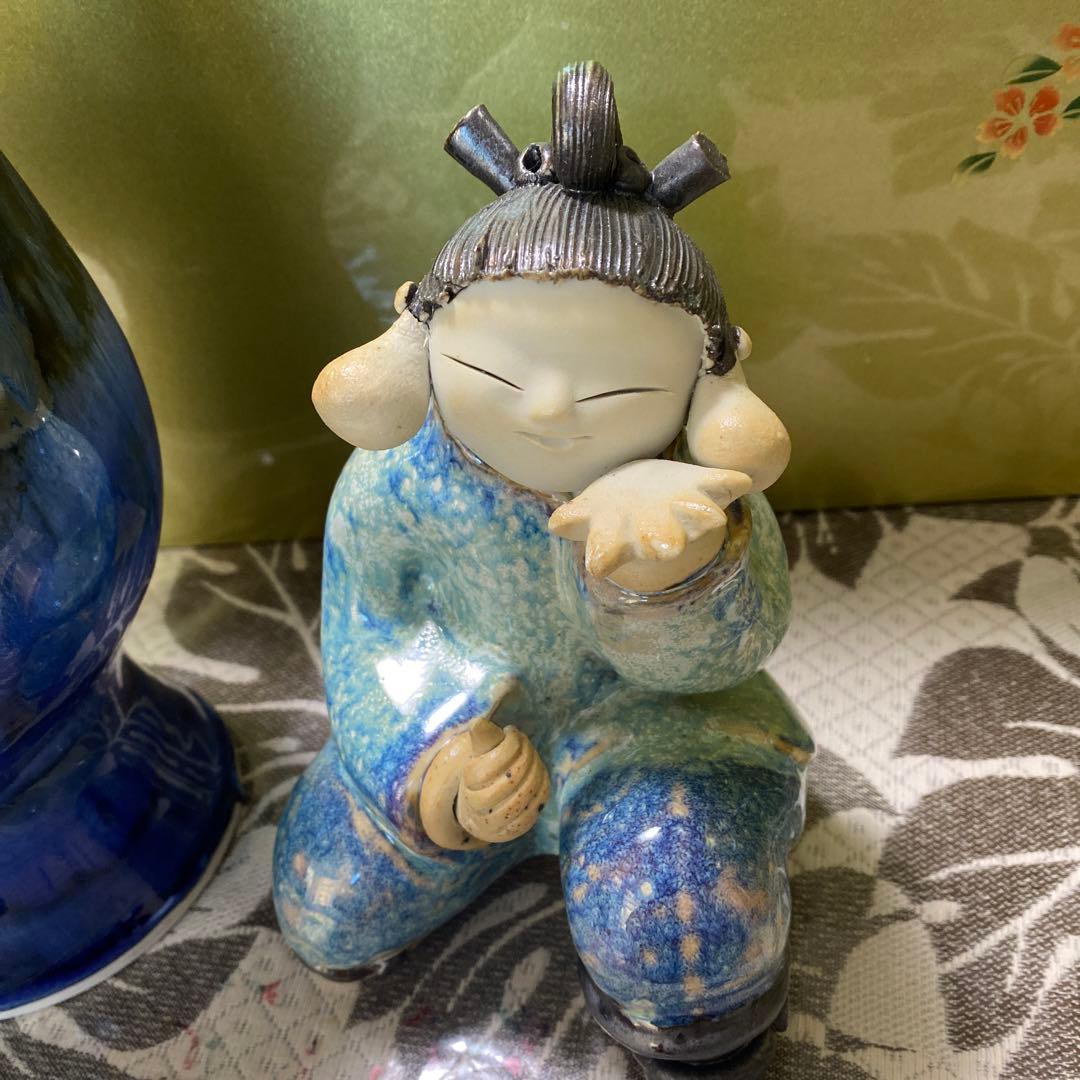 新品未使用砥部焼森元青芳作念ずれはひな開く陶器人形2