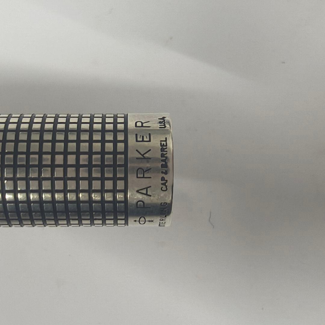 Parker ペン先14Kゴールド チェック柄 万年筆 スターリングシルバー