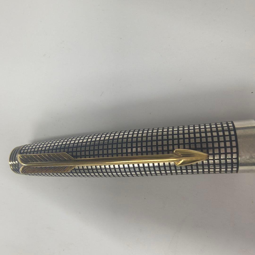 Parker ペン先14Kゴールド チェック柄 万年筆 スターリングシルバー