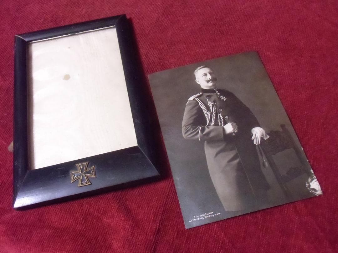 Ｗ帝政ドイツ軍/プロイセン王国＊ドイツ皇帝＊鉄十字写真額（実物）