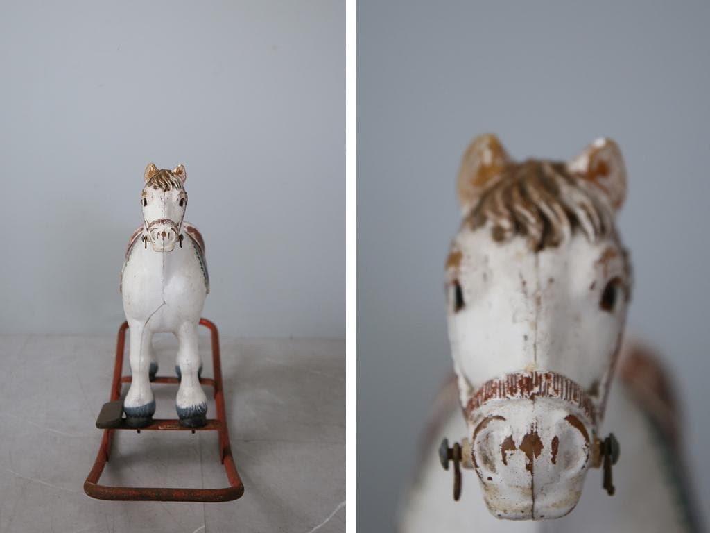 英国アンティークTriang製ロッキングホース/木馬/乗り物オブジェ(92-67
