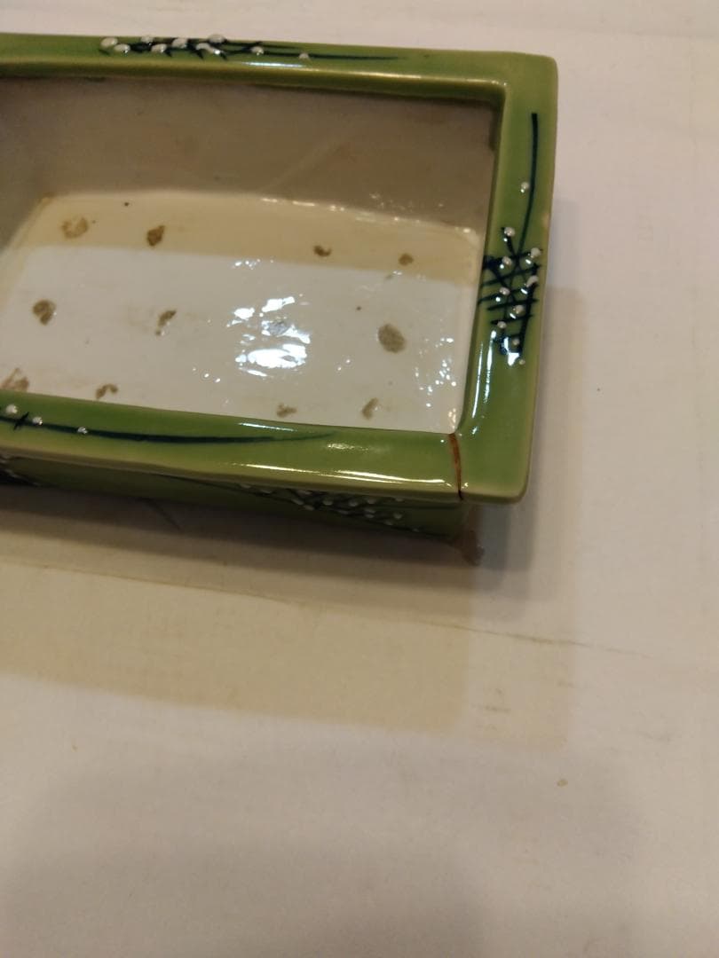 大幅値下げ、アンティーク レトロ水盤花活け 角皿足付き