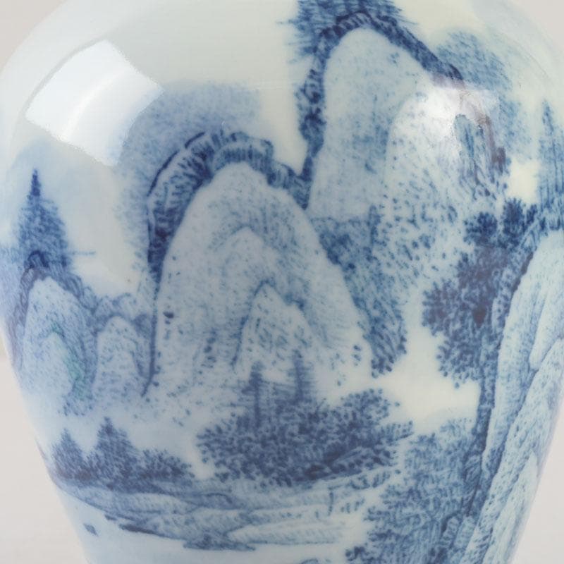 中国 景徳鎮製 青花 山水楼閣文瓶 花瓶 在銘 V 9576の通販はau PAY