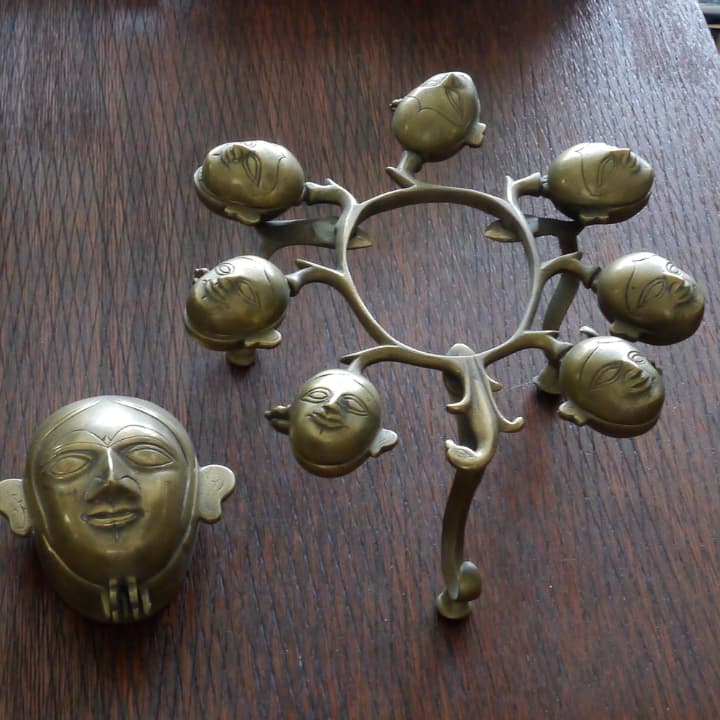 インド メイク 小物入れ珍品18~19世紀真鍮製