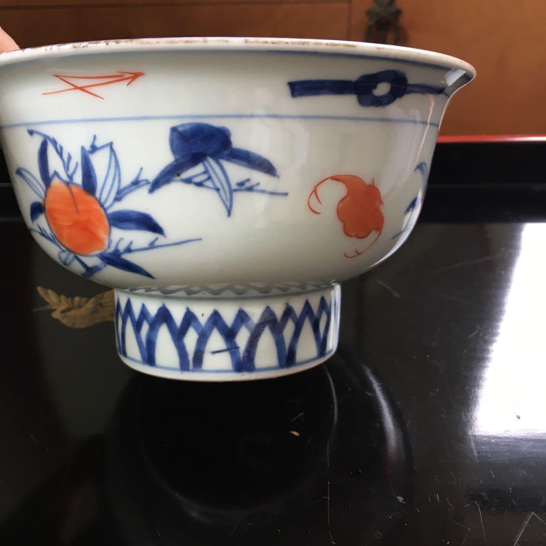 古伊万里 金彩色絵 菊唐草、瓔珞文、桃の図 三つ組鉢 - メルカリ