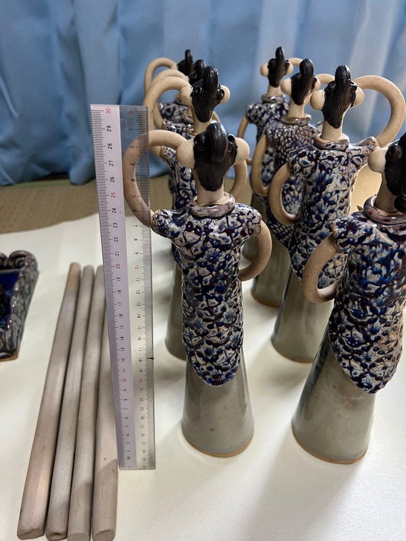 珍品】神輿雛人形 青芳人形砥部焼 雛人形10体セット 青芳窯 森元