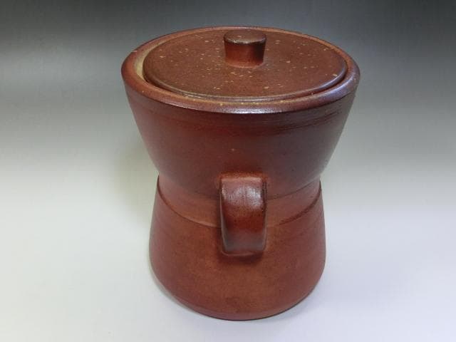 水指●信楽焼 陶山造 耳付 共箱 茶器 古美術 古いお茶道具 骨董品■