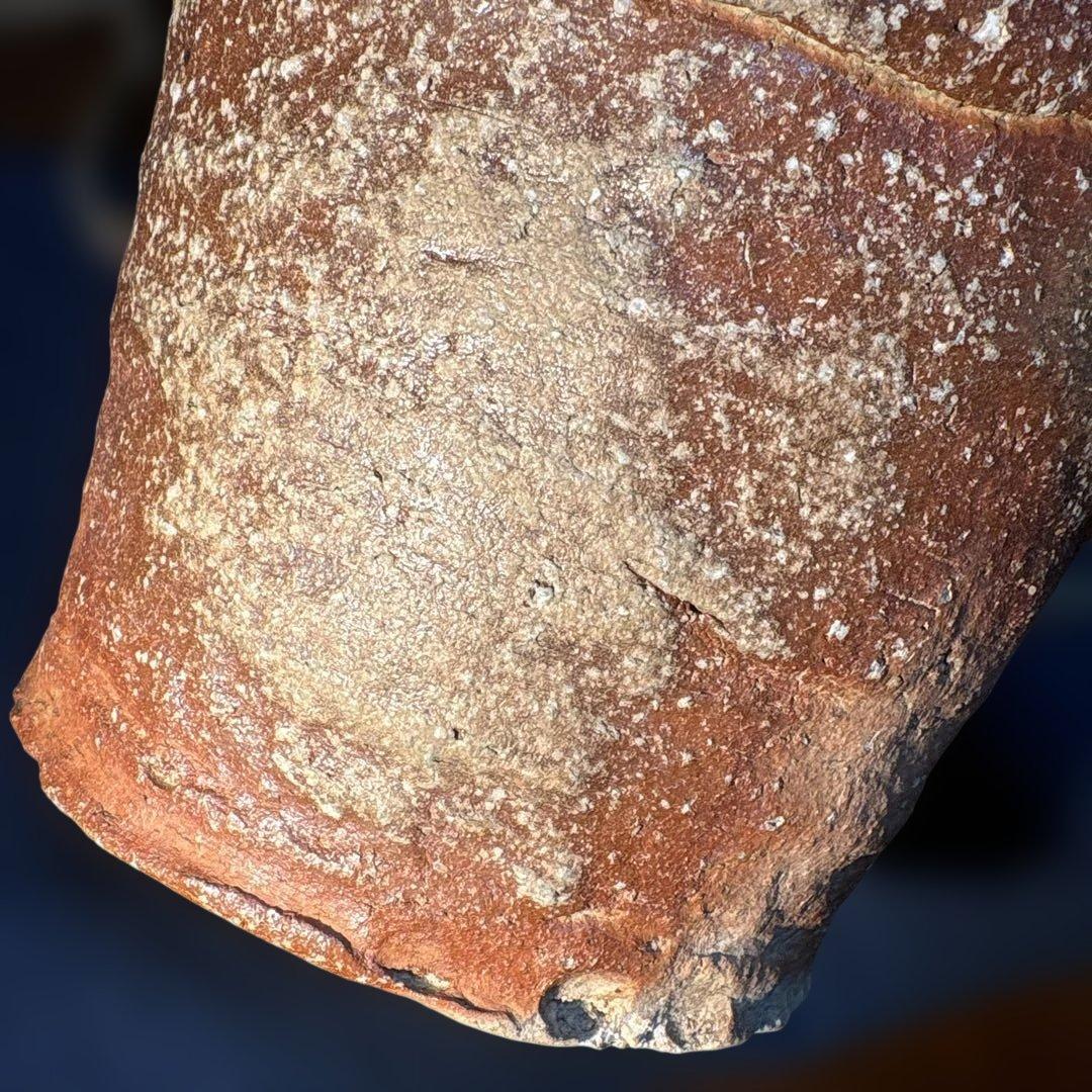 澤清嗣作 信楽焼 信楽鬼桶水指 陶器 水差し 茶色 筒形 木箱