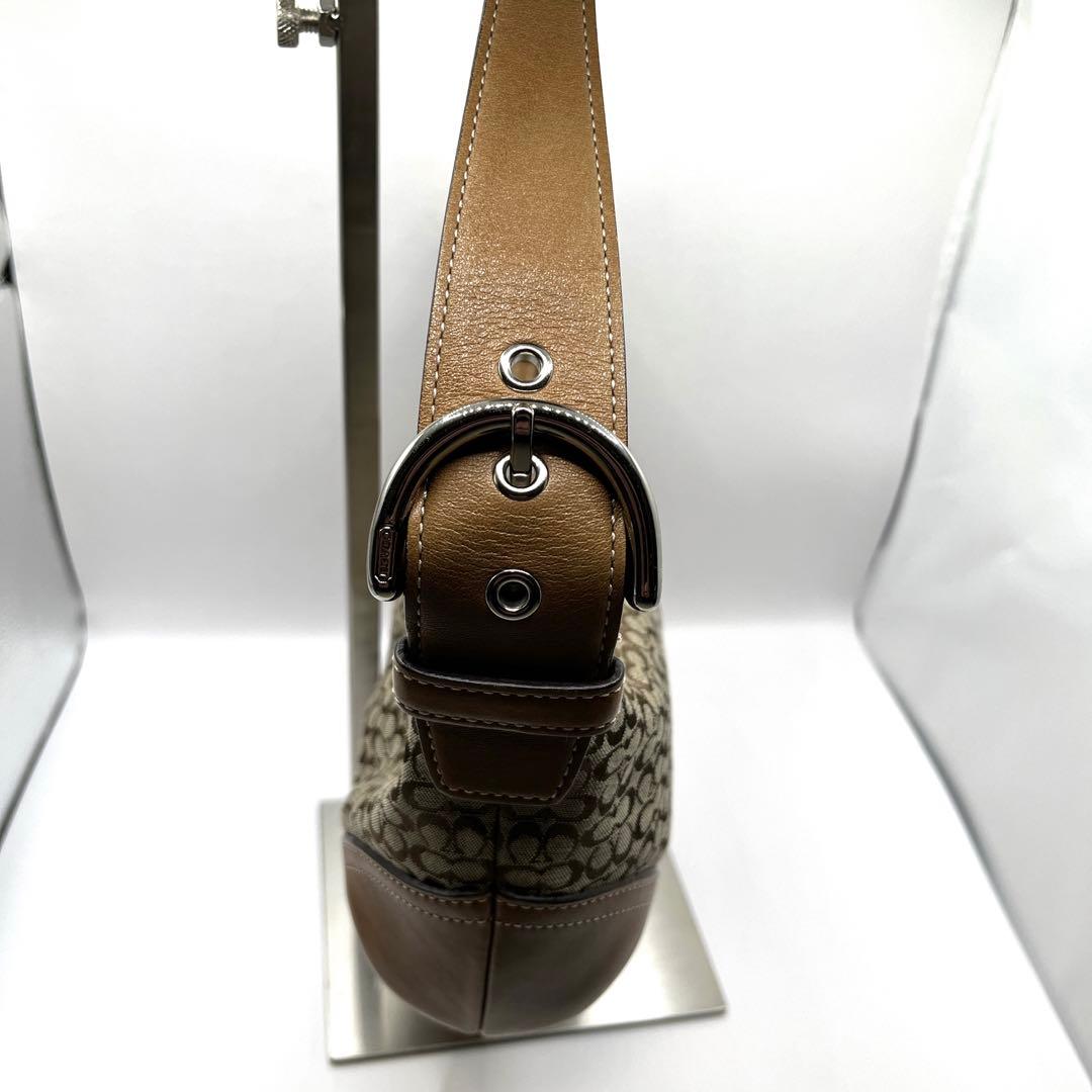 美品コーチ ミニ ホーボー ハンドバッグ シグネチャー Small Hobo