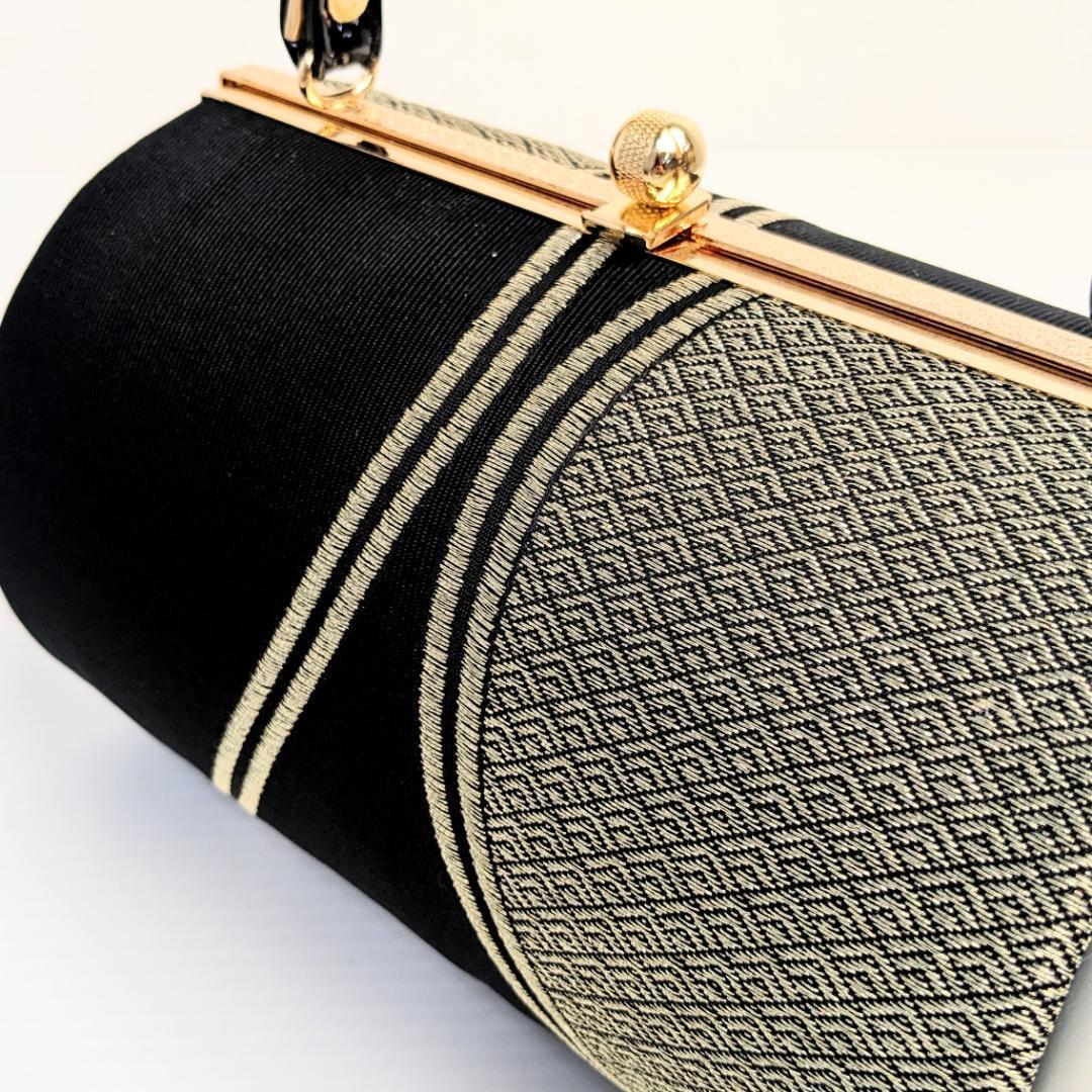 和装 草履バッグセット 帯地 黒×金 3枚芯 フリーサイズ k19-5