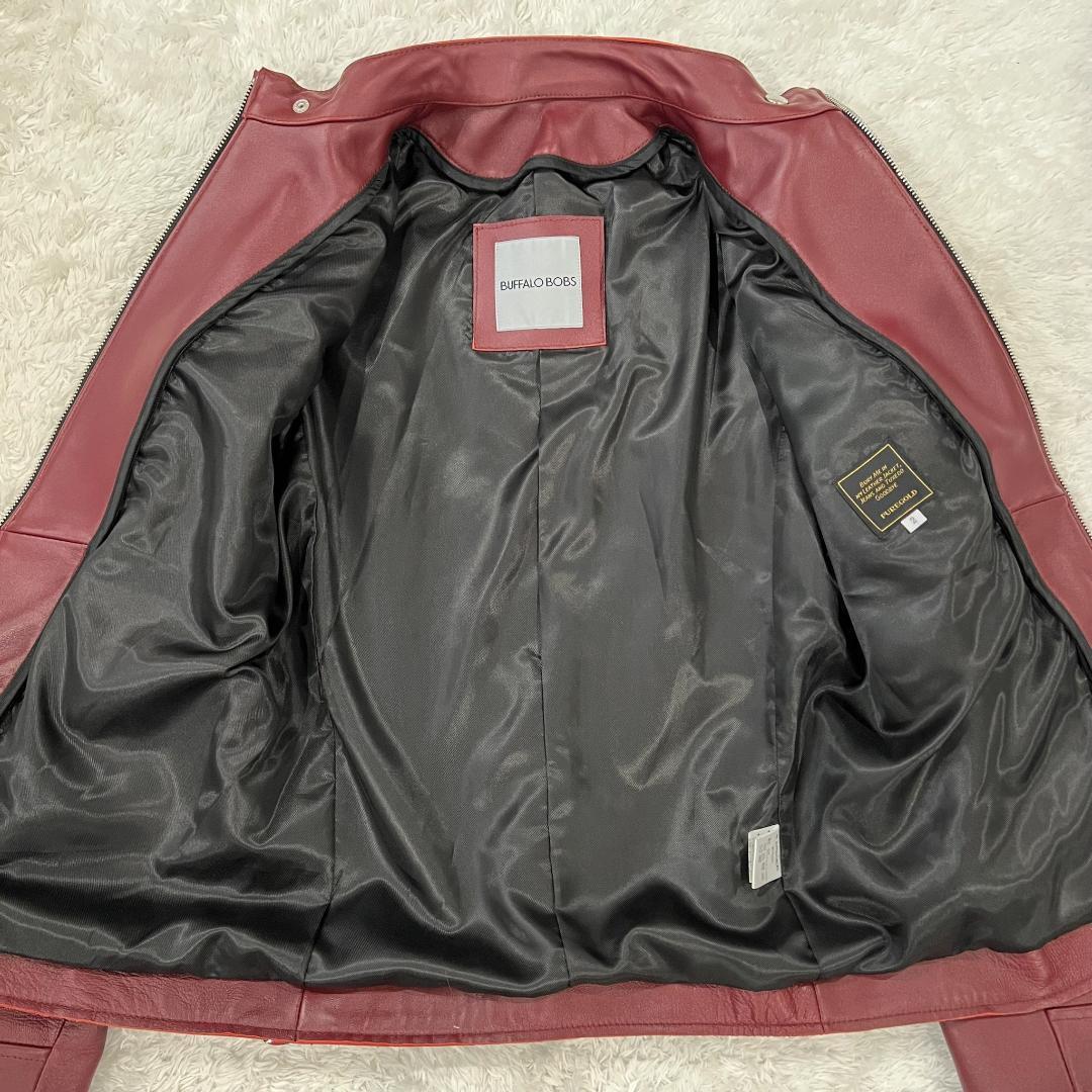 極美品バッファローボブズシングルシープレザーライダースレザージャケット